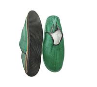 Babuchas o Zapatillas marroquíes unisex de Cuero autentico y suela de goma. Cómodas y robustas para usar dentro o Fuera de casa (Verde, numeric_43)