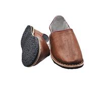 BABUCHAS ZAPATILLAS marroquíes unisex de Cuero autentico y suela de goma. Cómodas y robustas para usar dentro o Fuera de casa (Marrón Claro, numeric_42)