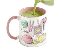 Babuniuse Taza Tejer Crochet - 330ML Divertido Regalo Ganchillo Taza Cerámica, Vajilla Con Agarre Antideslizante, Para Mujeres Adultos
