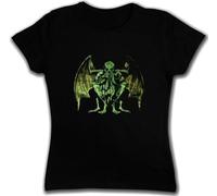 babvwsetse Cthulhu XVII Women T-Shirt Wars Horror Arkham H. P. Miskatonic Lovecraft Dunwich Black S