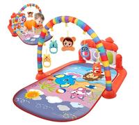 Baby Activity Center with Music & Light Safe & Easy Baby Gym Play Mat with Rattle Pendant Removable Play Mat Adjustable Board for Newborns and Toddlers Red
