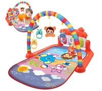 Baby Activity Center with Music & Light Safe & Easy Baby Gym Play Mat with Rattle Pendant Removable Play Mat Adjustable Board for Newborns and Toddlers Red