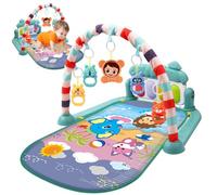 Baby Activity Center with Music & Light Safe & Easy Baby Gym Play Mat with Rattle Pendant Removable Play Mat Adjustable Board for Newborns and Toddlers Green