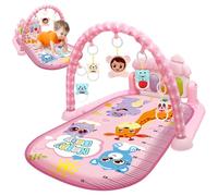 Baby Activity Center with Music & Light Safe & Easy Baby Gym Play Mat with Rattle Pendant Removable Play Mat Adjustable Board for Newborns and Toddlers