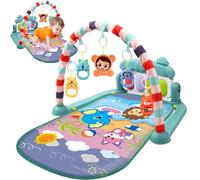 Baby Activity Center with Music & Light Safe & Easy Baby Gym Play Mat with Rattle Pendant Removable Play Mat Adjustable Board for Newborns and Toddlers Green