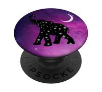 Baby African Elephant Gift Moon Night Stars Elfante PopSockets PopGrip Adhesivo