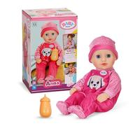 Baby Anna - Muñeca con Pelele Rosa y biberón - Tamaño 36 cm - con Cuerpo Blando y Ojos Que cierran - Apto para niños a Partir de 1 año