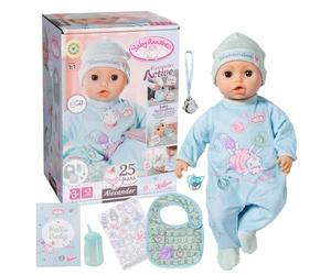 Baby Annabell Active Alexander 709924, Muñeco de Trapo de 43 cm con Funciones y Sonidos realistas, Ropa y Accesorios, Funciona con 3 Pilas AAA (no Incluidas), para niños Mayores de 3 años