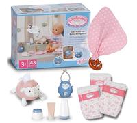 Baby Annabell Juego de Accesorios para muñecas de 7 Piezas, Incluye pañales, dispensador de pañuelos, Crema de simulación y Botellas, Juguete de dentición y Juego de búho, para muñecas de 36 y 43 cm