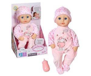 Baby Annabell Zapf Creation 709870 Little Annabell 36cm- Weiche Puppe mit Stoffkörper, Rosa Strampler, Blaue Schlafaugen und Fläschchen.