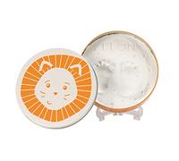 Baby Art Magic Box Lion - Caja redonda de metal con kit de pasta moldeable, kit de huellas de manos y pies de bebé, regalo de nacimiento o recuerdo de bautizo