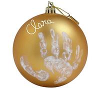 Baby Art My Christmas Fairy Bola de Navidad de plástico, decoración del árbol de Navidad, con kit de impresión, Color oro