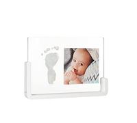 Baby Art My Pure Moment, Set de portafoto y huella de bebé, marco de foto con calco de mano recién nacido, transparente con base de madera