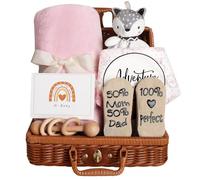 Baby Basket | Set | Baby Blanket and Rattle Set | Baby Christmas Set | Baby Shower Set | Cute Design Suitable for Both Boys and Girls