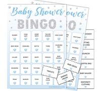 Baby Bingo - Juego de fiesta de ducha para bebés hasta 20 jugadores (azul)