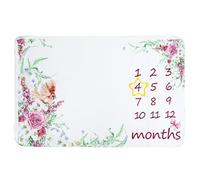 Baby Blanket, 60" X 40" Soft Flannel Monthly Growth Tracker Photography Backdrop, 1-12 Months Newborn Photo Prop, Gender Neutral Baby Shower Keepsake Gift(Birds and Flowers)