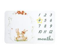 Baby Blanket, 60" X 40" Soft Flannel Monthly Growth Tracker Photography Backdrop, 1-12 Months Newborn Photo Prop, Gender Neutral Baby Shower Keepsake Gift(Rabbit)