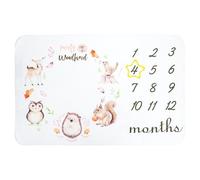 Baby Blanket, 60" X 40" Soft Flannel Monthly Growth Tracker Photography Backdrop, 1-12 Months Newborn Photo Prop, Gender Neutral Baby Shower Keepsake Gift(Animal Party)