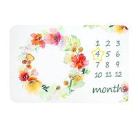 Baby Blanket, 60" X 40" Soft Flannel Monthly Growth Tracker Photography Backdrop, 1-12 Months Newborn Photo Prop, Gender Neutral Baby Shower Keepsake Gift(Wreath)