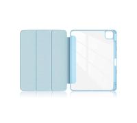 (Baby Blue, Multicolor) For iPad Pro 11 (2024) Case PU Leather Tri-Fold Stand Tablet Cover Clear Back Auto Wake Sleep - Blac