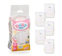 BABY born 5 pañales para muñecas - con Bonito Estampado y Tiras Adhesivas - Accesorios muñecas - Accesorios adecuados para muñecas de 43 cm