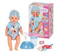 BABY born 827963 Magic Boy 43cm con Chupete Mágico - Muñeco Realista con Funciones Realistas - Suave al Tacto, Cuerpo Flexible - Come, Duerme, Llora y Usa la Bacinica - 11 Accesorios - Azul