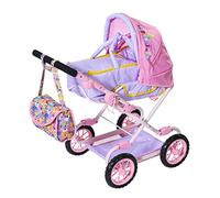 BABY born 828649 Deluxe Pram for 43 cm Dolls - Easy for Small Hands, Creative Play Promotes Empathy and Social Skills, For Toddlers 3 Years and Up - Includes Changing Bag and Shopping Basket