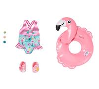BABY born 831731 Conjunto Vacaciones para Muñecas de 43 cm, Para Manos Pequeñas, Promueve la Empatía y Las Habilidades Sociales, Edad 3+ años, Incluye Bañador, Flotador y Chanclas