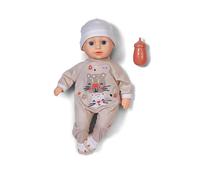 BABY born Anna mit beigem Strampler, Weiche 36cm große Babypuppe mit Stoffkörper und Schlafaugen INKL. Fläschchen