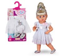 BABY born ballerina outfit - Body & tule rok met zwaan borduurwerk - Incl. haarb