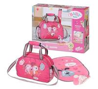 Baby Born Bolsa Cambiador - Bolsa cambiador para muñecas en rosa y gris - Incluye cambiador, pañales y polvera - Apta para niños a partir de 3 años