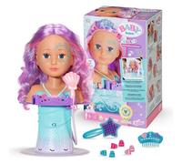 Baby Born Cabeza de Sirena - Cabeza giratoria con función de Agua, Apta para la bañera - Incluye Cepillo, Diadema y Accesorios - Desde 3 años