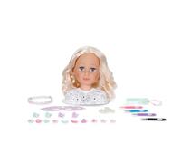 Baby Born Cabezal de Peinado para peinar y Pintar una y Otra Vez Gracias a los rotuladores Especiales Lavables y más de 20 Accesorios