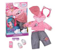 BABY born Conjunto Cool Girl 43 cm con Click & Play | Chaqueta con capucha, pantalón, gorro, gafas, auriculares y smartphone