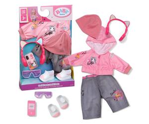 BABY born Conjunto Cool Girl 43 cm con Click & Play | Chaqueta con capucha, pantalón, gorro, gafas, auriculares y smartphone