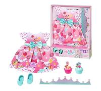 Baby Born Conjunto de Cumpleaños 834152 - Accesorios para muñecas de hasta 43cm - Incluye Vestido, Tiara, Zapatos y Cupcakes - Edad: 3+ años
