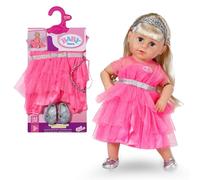 BABY born Conjunto de Princesa - con Vestido de muñeca de Tul Rosa, Corona y Zapatos de Purpurina - Accesorios de muñeca Ropa Adecuada para muñecas de 43 cm