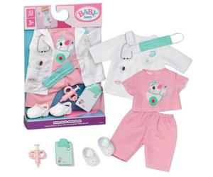 BABY born Conjunto médico 43 cm con Click & Play | Bata de médico, camiseta, pantalón, mascarilla, accesorios de médico, compatible con Click & Play