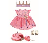 BABY born Deluxe Happy Birthday - Conjunto 43 cm, Para Niños A Partir de 3 Años, Fácil de Usar para Manos Pequeñas, Incluye Conjunto de Cumpleaños, Vestido, Zapatos, Corona y Tarta