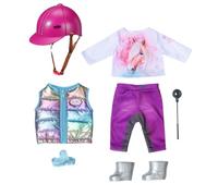 Baby Born Deluxe Riding Outfit 836194 - Traje de equitación con Camiseta, Chaleco, Pantalones y Botas para muñecas de 43 cm - Incluye Casco, Cultivo y Peine - Adecuado para niños a Partir de 3 años