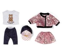 Baby Born Disfraz Glam con Falda de Lentejuelas Rosas y Chaqueta, Camiseta con Estampado de Peluche, Gorra y Leggins para muñecas de 43 cm