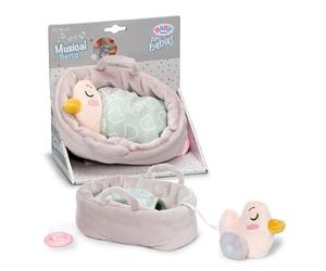 Baby born for Babies Caja de música Berta 18 cm, Lavable | Berta de peluche en su cestita, módulo musical extraíble, suave nana, lavable, desde el nacimiento