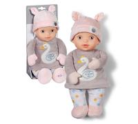 BABY born for Babies Sweetie Mauve, Weiche 30 cm Puppe mit grauem Stoffkörper und integrierter Rassel, 838723 Zapf Creation