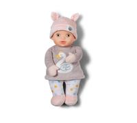 BABY born for Babies Sweetie Mauve, Weiche 30 cm Puppe mit grauem Stoffkörper und integrierter Rassel, 838723 Zapf Creation