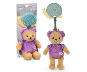 BABY born for babies Teddy Oso Azul 18 cm con mordedor | Mordedor para la dentición, sonajero y papel crujiente, diseño BlauBÄRe, lavable