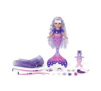 Baby Born Glam Up Aura - Sirena de Pelo Largo Azul con Efecto de Color UV, Accesorios de Tela y alfileres