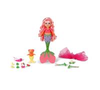 Baby Born Glam Up Sunshine, Sirena con Largo Cabello Rosa con Efecto de Color UV, para peinar con Accesorios Textiles y Pins, Incluye Amigo Animal