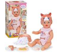 Baby born Lena 36 cm muñeca bebé con Pelele de Gato, 7 Funciones | Pelele con estampado de gato, accesorios incluidos, funciona sin pilas, a partir de 1 año