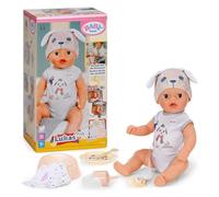 Baby born Lukas 36 cm muñeco bebé con Pelele de Perro, 7 Funciones | Pelele con estampado de perro, accesorios incluidos, funciona sin pilas, a partir de 1 año