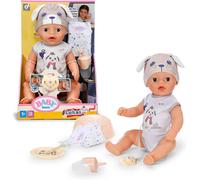 BABY born Lukas Hond in rompertje met hondenmotief - pop van 36 cm met 7 functie